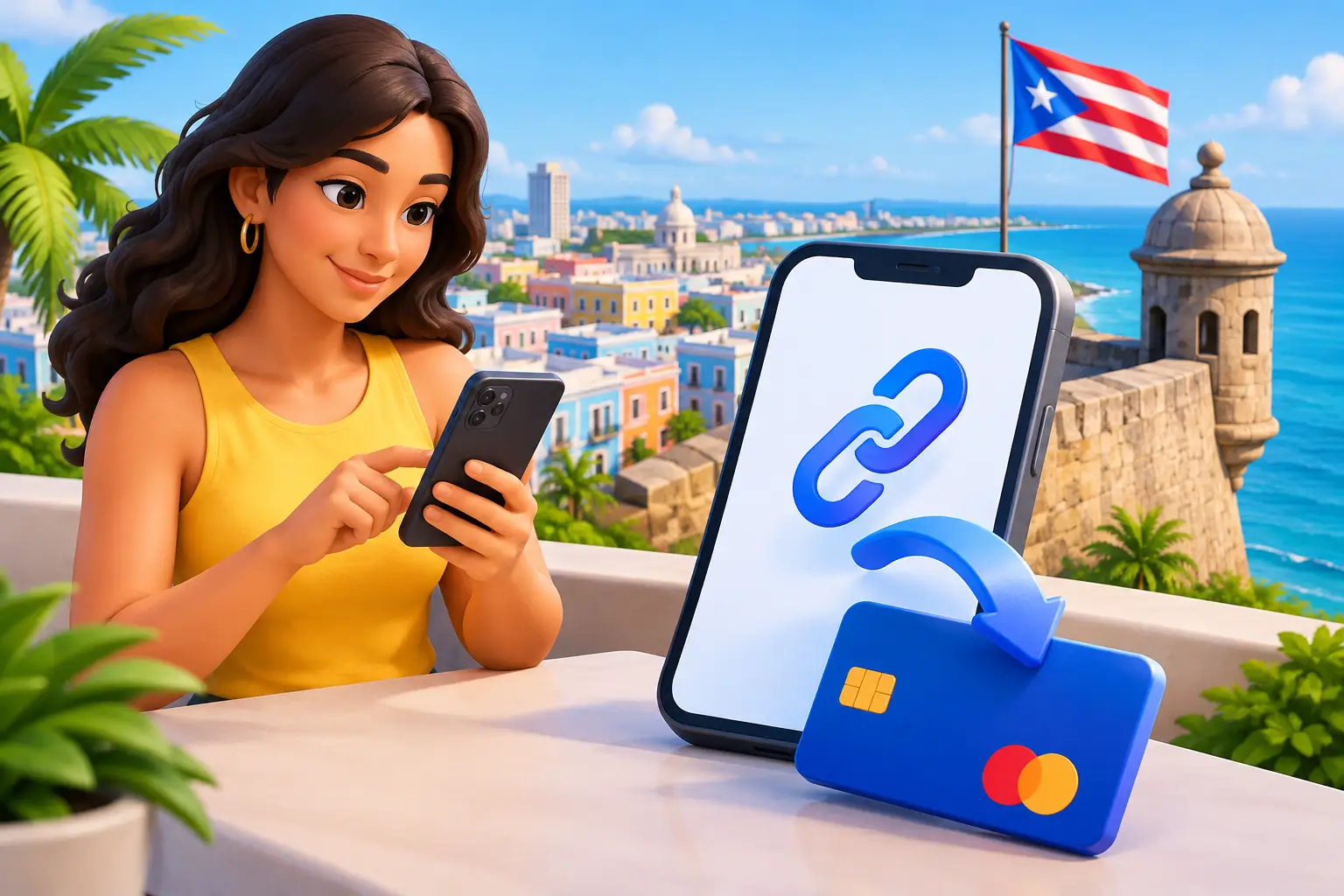 Cobra con un link en Puerto Rico sin terminal